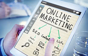 Online marketing on tablet