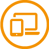 Mobile and laptop orange icon