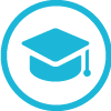 light blue graduation hat icon