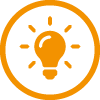 orange bulb idea icon
