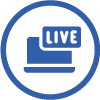 live label on laptop blue icon