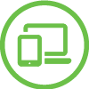 green laptop and smartphone icon