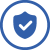Blue safety procedures shield icon