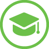 Green habit learning graduation hat icon