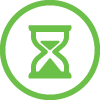 Green sand clock reduce downtime icon
