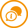 Orange simplification of information exchange icon