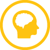 Yellow access to resources brain icon