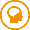orange acquisition of knowledge icon